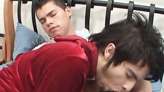 Creampied Latino bounces on hard cock after blowing it