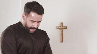 Obedient twink drilled bareback after religious anal play