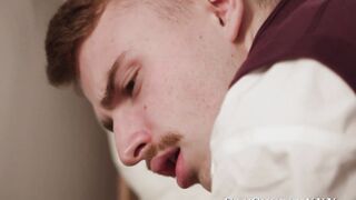 Obedient twink drilled bareback after religious anal play