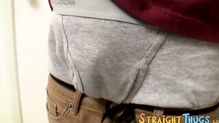 Cock loving gay thug jacks off rock solid cock and cums