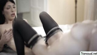 Goth stepdaughter fucked by Tgirl stepmom