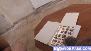 Banging teen Kattie Hill doggystyled by stud after blowjob