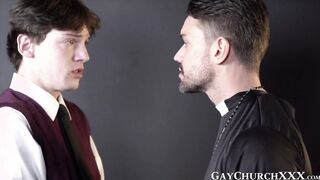 Catholic twink chokes on priests dick before raw pounding