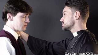 Catholic twink chokes on priests dick before raw pounding