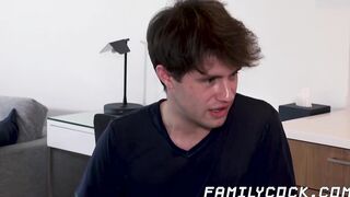 Hairy daddy gets barebacked hard in wild stepson threesome