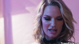 Janie shoot his she-dick inside Rachel's pussy