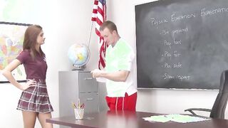 skinny high school teen fucked to orgasm by coach in class