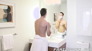 Lusty daddy drills his stepson with hard raw fucking