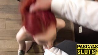 Bigcock drilled into bondage queen Gigi Rouge spread hole