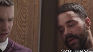 Daddy priest drills religious twink raw after confession