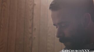 Daddy priest drills religious twink raw after confession