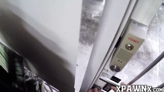 Little cutie with big booty earns cash banging in pawnshop