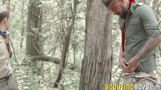 Scoutmaster gives a pin and receives amazing blowjob