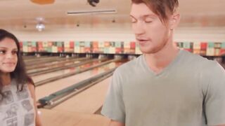gorgeous ebony julie kay rides hard cock at bowling centre