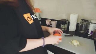 Cooking lunch was finished with hard cowgirl riding and cum2