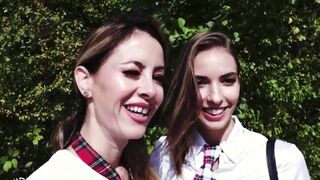 Two naughty girls having fun in Uber