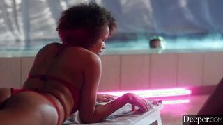 Deeper. Shy Alina and bestie Harley have insane 3some