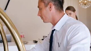 TUSHY Beauty hotel patron Angelika seduces valet for anal fun
