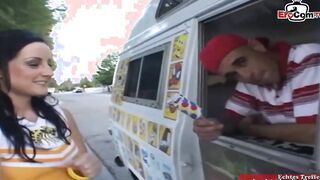 Cheerleader college twat with mouth pick up at the street for car