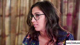 Latina caregiver asslicks a blind girl
