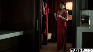 TUSHY Sultry Actress Emily gets DPed by her 2 co-stars