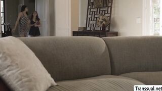 Start porn video – Busty teen Leana Lovings gets fucked by TS Zariah Aura