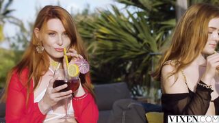 VIXEN Super Sexy redheads seduce bartender while on vacation
