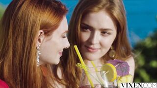 VIXEN Super Sexy redheads seduce bartender while on vacation
