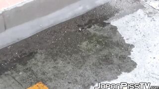 Naughty Japanese babes have no problems peeing in public
