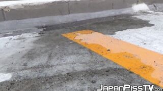 Naughty Japanese babes have no problems peeing in public