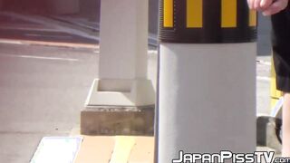 Naughty Japanese babes have no problems peeing in public