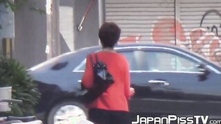 Naughty Japanese babes have no problems peeing in public