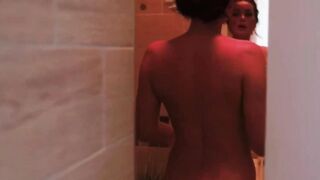 A guy fucked his stepmothers friend hard after seeing her naked in the bathroom