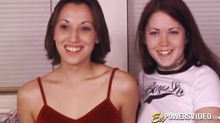 Classic lesbians Ayla and Cherry Rain strapon sex after oral