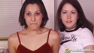 Classic lesbians Ayla and Cherry Rain strapon sex after oral