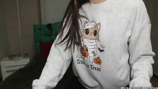 Tiny tits amateur masturbates with toy on webcam show