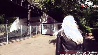 German chubby blonde milf picked up and fucked public