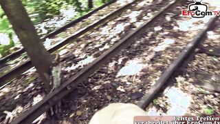 German chubby blonde milf picked up and fucked public