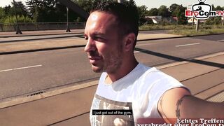 Public flashing Sex Date at berlin freeway with german tattoo slut