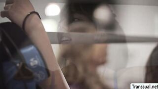 Cute Fitness Trainer analed TS client