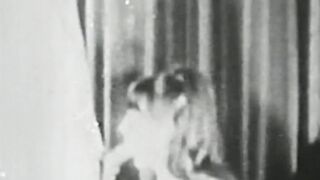 Retro babe sucks big dick before it smashes her hairy pussy