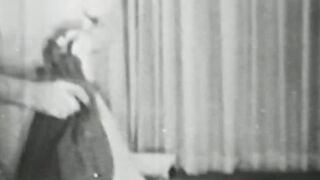 Retro babe sucks big dick before it smashes her hairy pussy