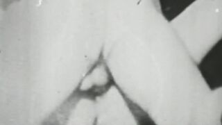 Retro babe sucks big dick before it smashes her hairy pussy
