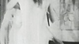 Retro babe sucks big dick before it smashes her hairy pussy