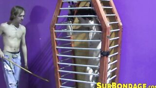Caged twink whipped and tormented hard ends up masturbating
