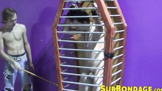 Caged twink whipped and tormented hard ends up masturbating