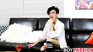 Gorgeous guy Greco Rai spills a load out after masturbating