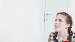 Redhead slut ass slammed and jizzed on by big black cock