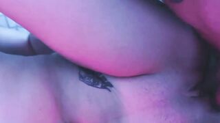 sexy blonde deepthroats a big dick in blue light