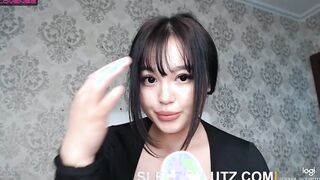 Fake titted Asian babe Masturbating at home